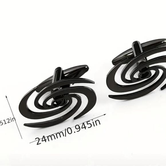 Black Swirl Cufflinks - Picture 2 of 2